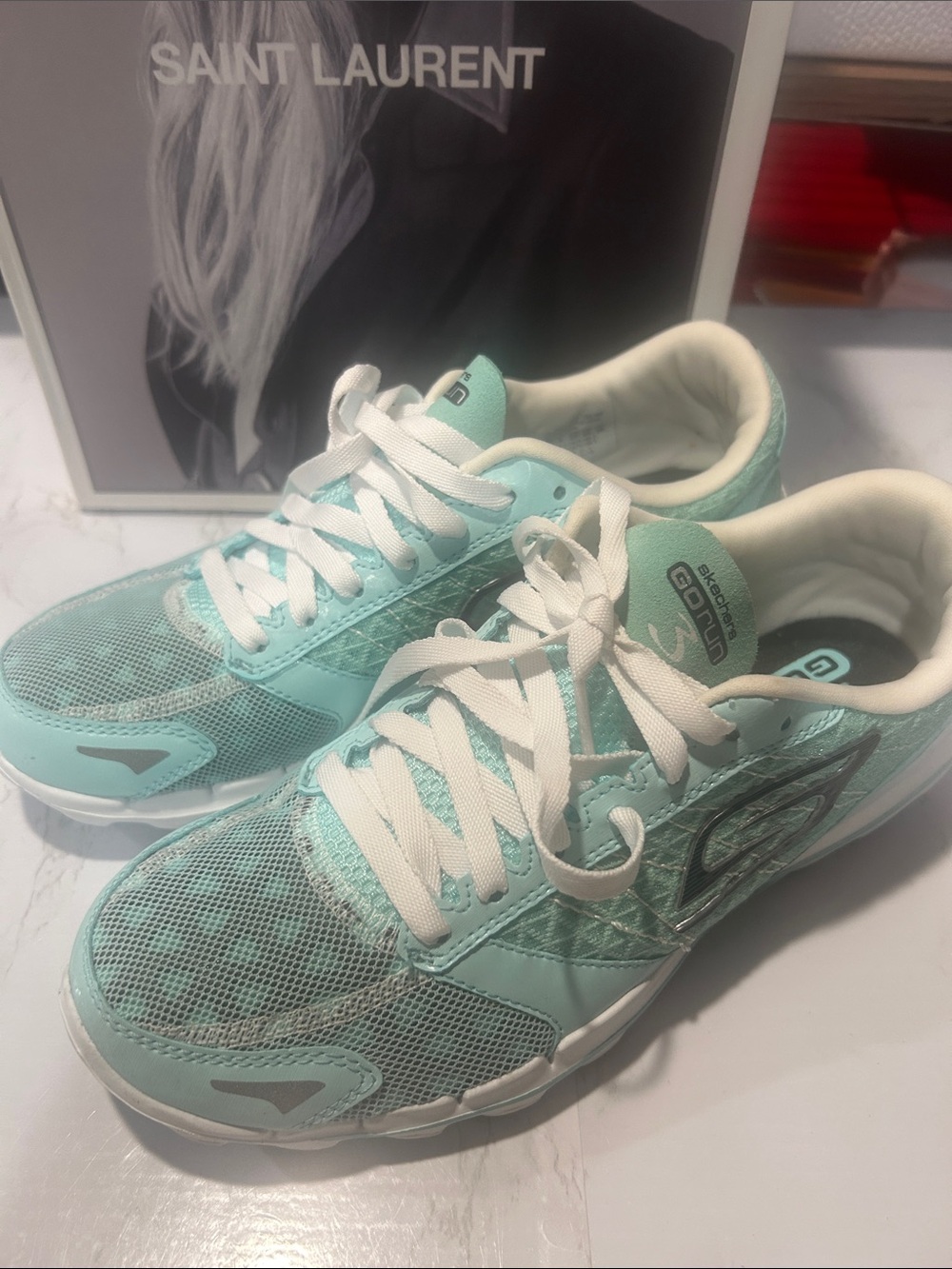 Skechers GO RUN Aqua Blue Athletic Running Sneakers